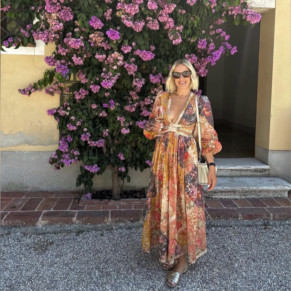 Zimmermann Floral Print Long Sleeve Cutout Cotton Dress - Picture 3 of 16